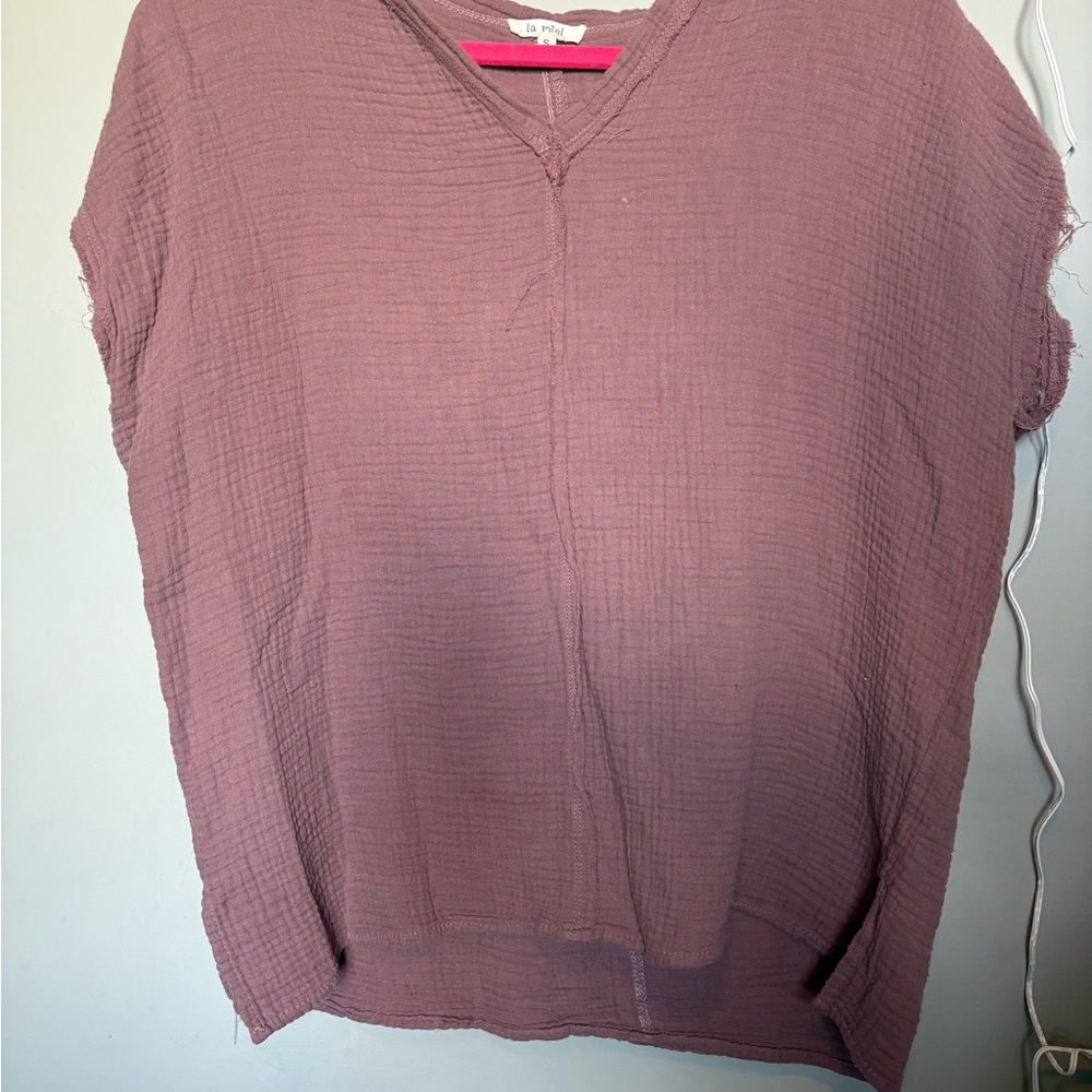 LA MIEL Textured Mauve Blouse